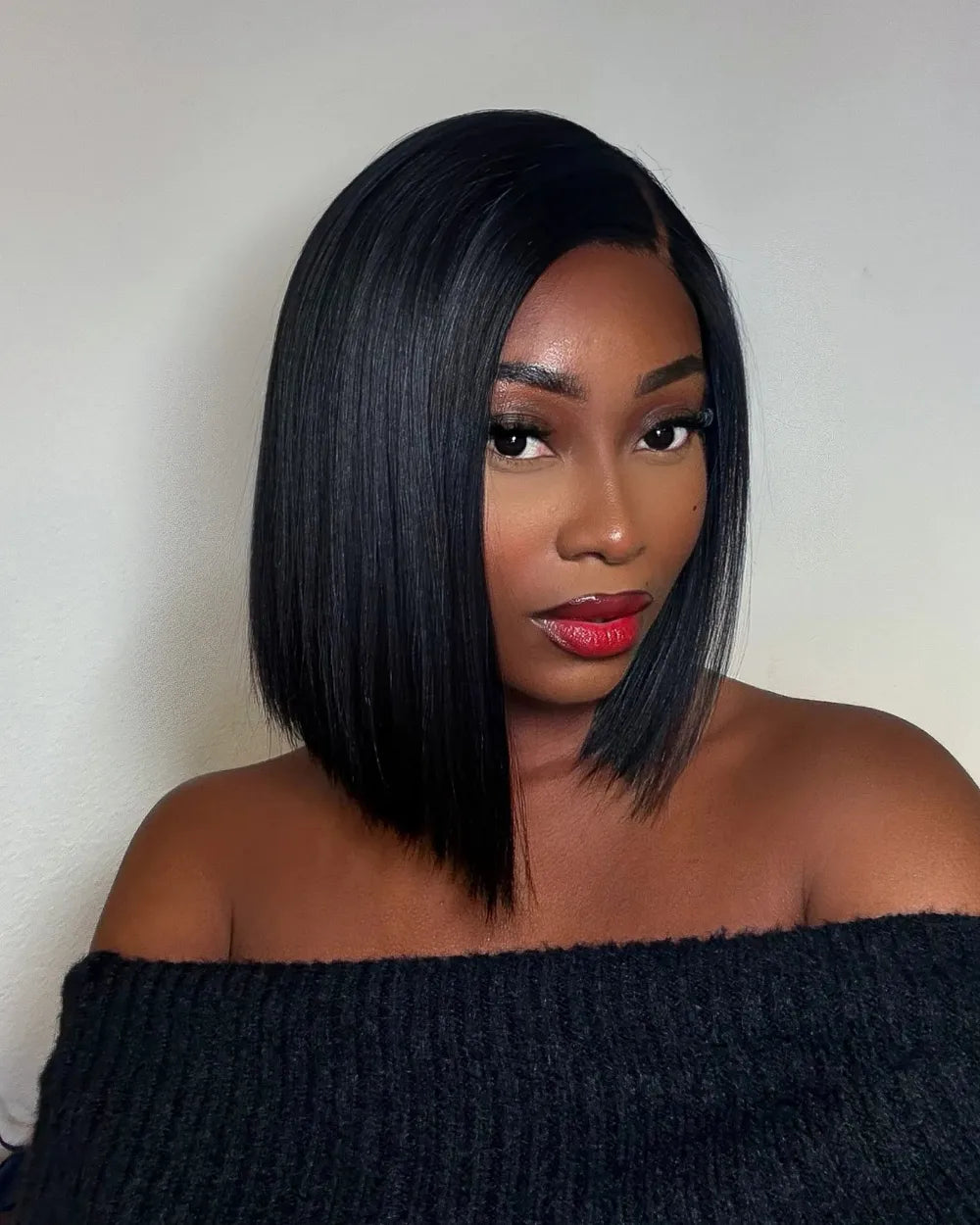 sleek human hair bob wig