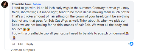 Comeisha replies: Wearing a breathable cap wig can scratch your itch