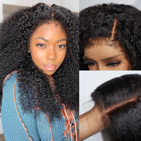 The image of 4C Edges | Realistic Kinky Edges Afro Curly Long Wig 100% Human Hair