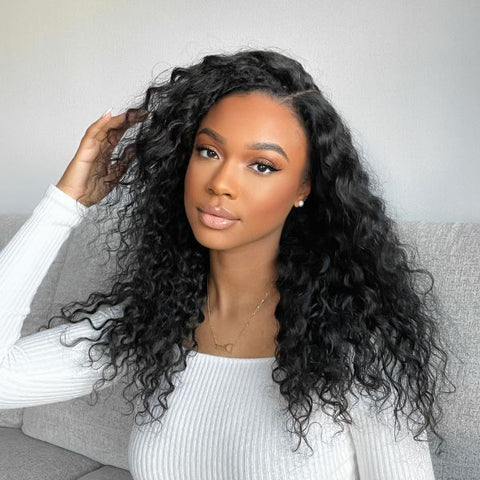 The image of Water Wave 13x4 Frontal HD Lace Free Part Long Wig 100% Human Hair | 3 Cap Sizes