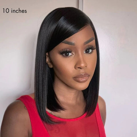 The image of Swoop Bangs Breathable Cap Deep Left C Part Silky Straight Glueless 5x5 Closure Lace Wig
