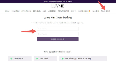 The image shows how to track order on Luvme website