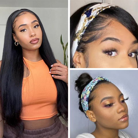 Silky Straight Headband Wig