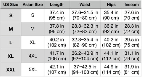 Us Size Chart Women S Pants