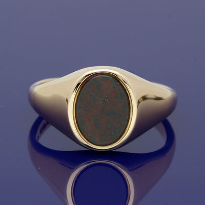 Large 9ct Yellow Gold Black Onyx Oval Signet Ring 17mm Brighton