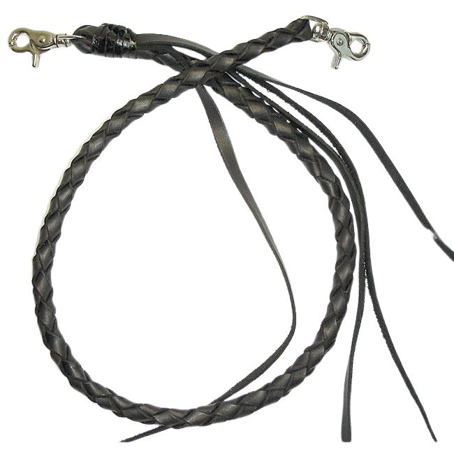 Braided Leather Wallet Chain Tether - Black – Friday & River