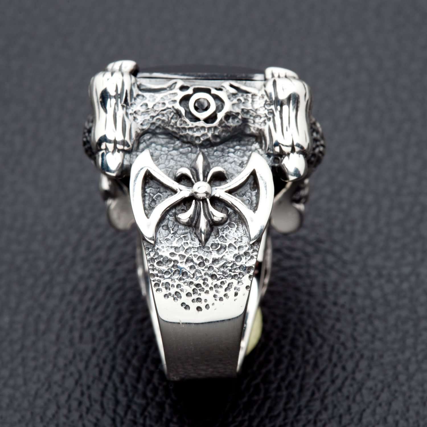 Black Onyx Flame Blade Sterling Silver Gothic Claw Ring