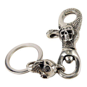 Gothic Devil Skull Sterling Silver Key Chain