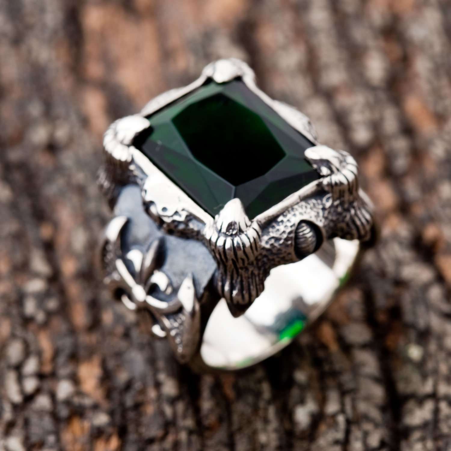 Leaves Onyx Fidget Ring – Boho Magic Jewelry