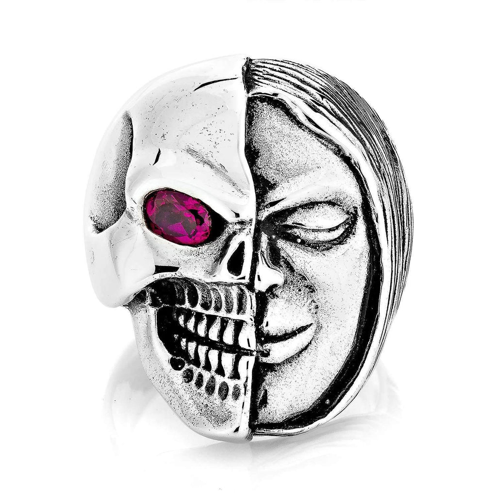 Half Man Face Ghost Skull Ring