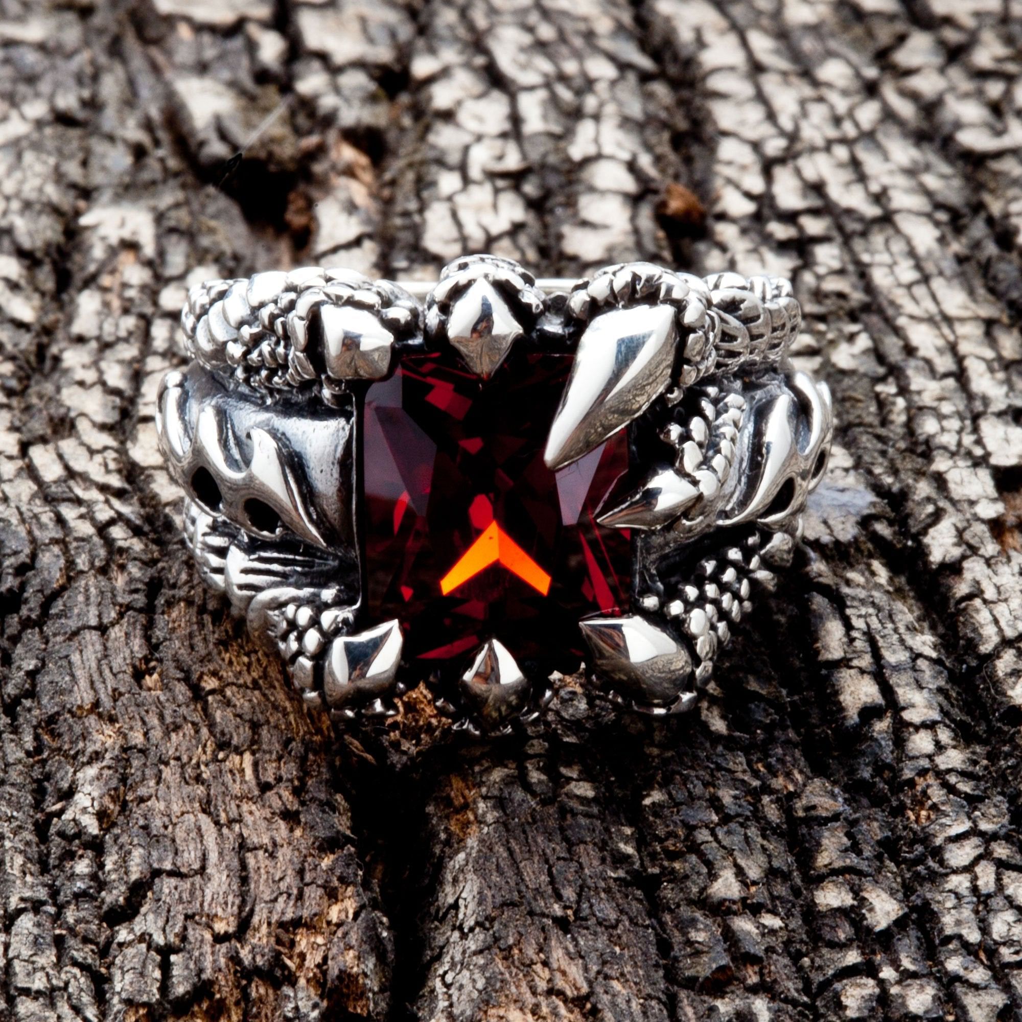 Red Garnet Coffin Gemstone 925 Sterling Silver Handmade Ring All Size  MO5219 | eBay
