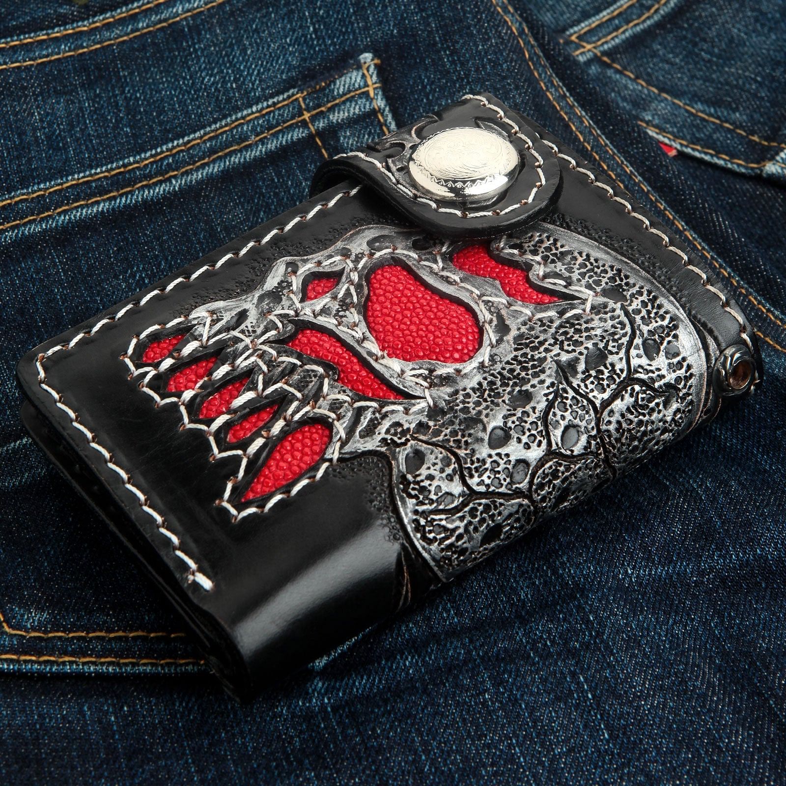 Red Stingray Gothic Cross Biker Chain Wallet