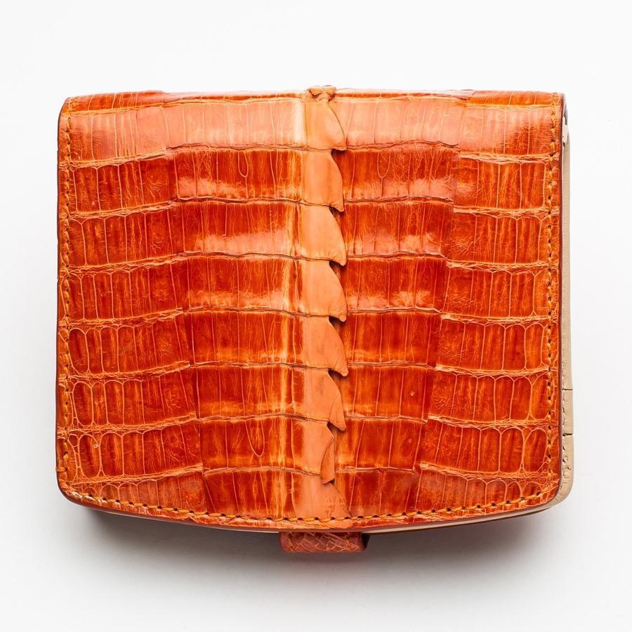 Orange Crocodile Leather Womens Wallets