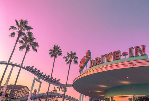 drive in at sunset