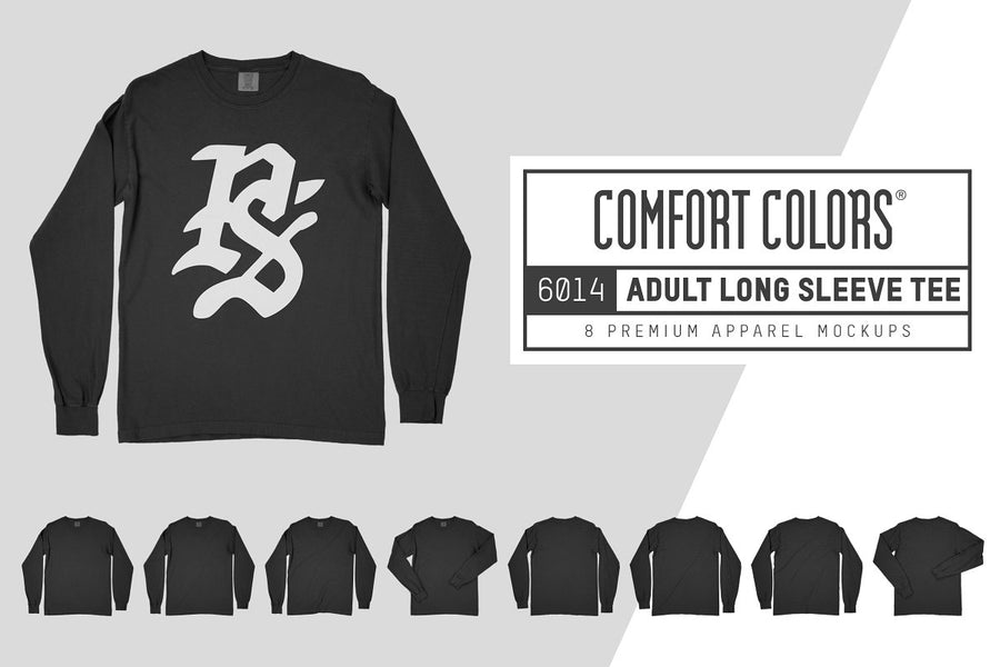 Download Comfort Colors 6014 Long Sleeve T Shirt Mockups Pixel Sauce
