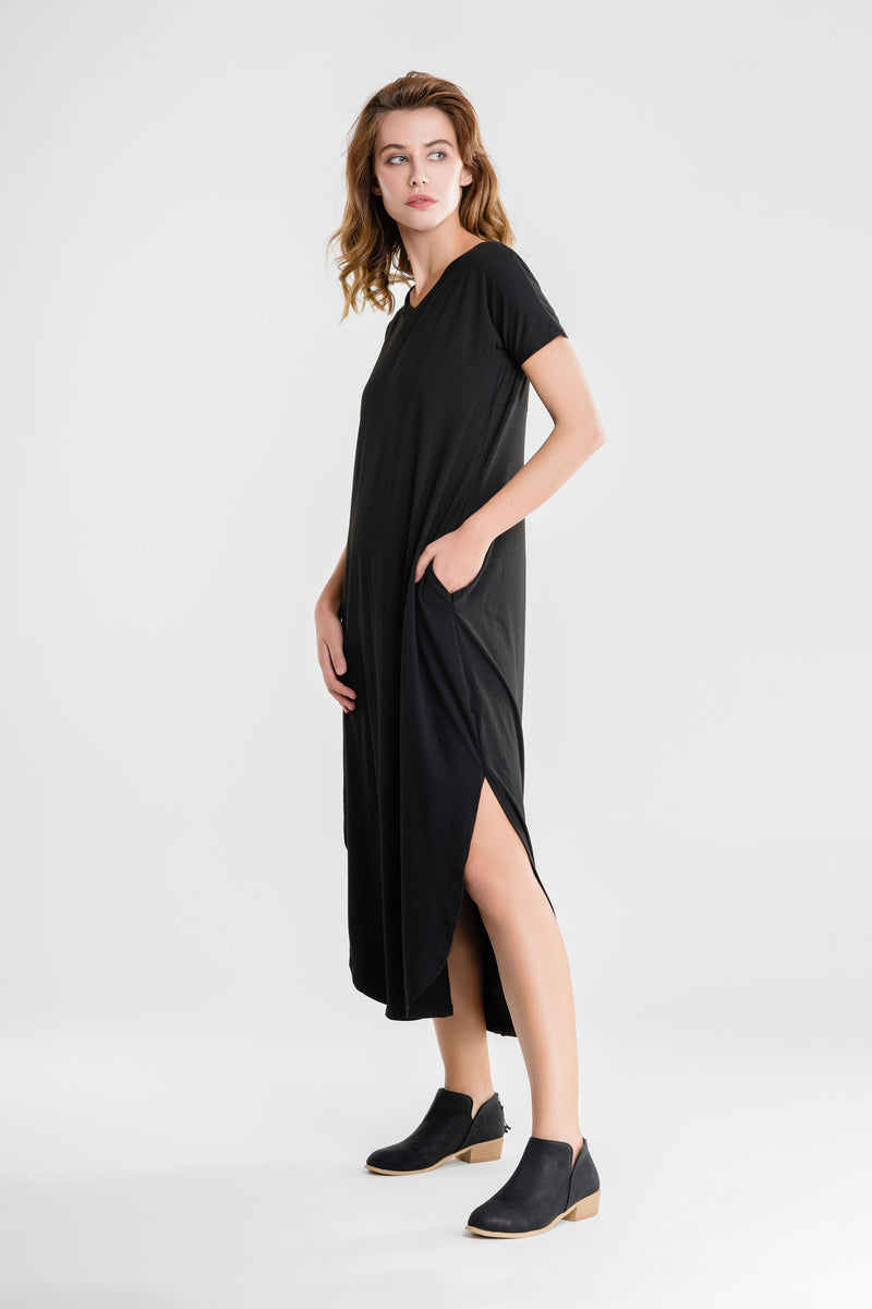 Side Slit Maxi Dress with Pockets - Laura Fashion