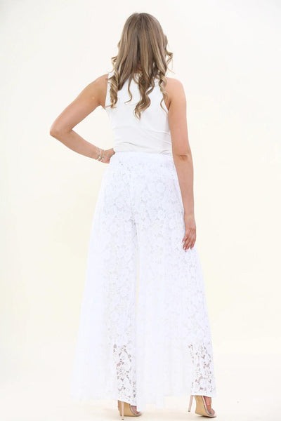 Lace Flared Trouser - White
