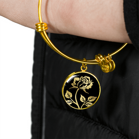 Gold Rose Pendant Bangle