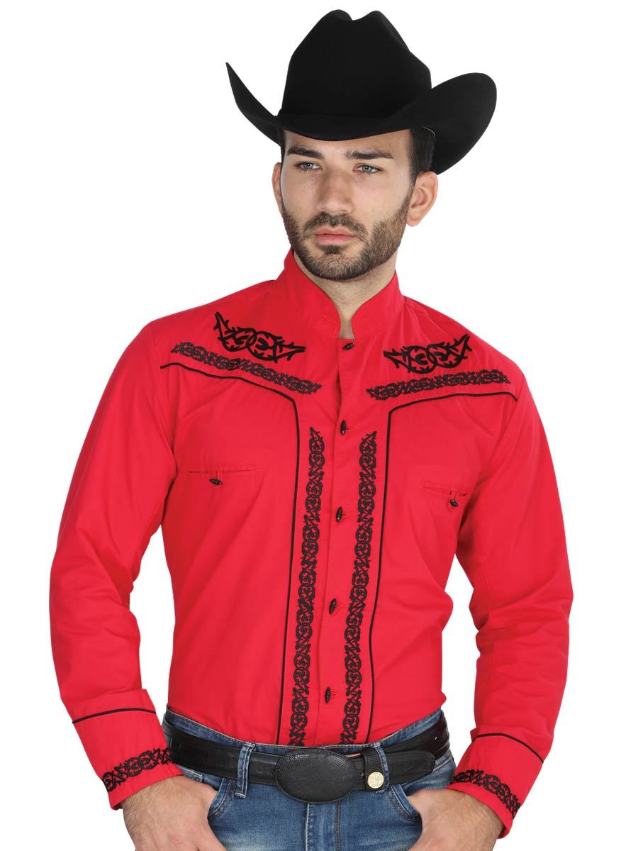 040786 Men's Charro Shirt El General Red – T&M Fashion, Inc