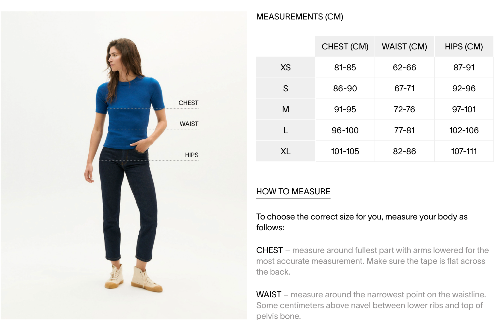 Thinking MU clothing brand Size Chart