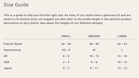 DAGSMEJAN SIZE GUIDE  Find the right size for you