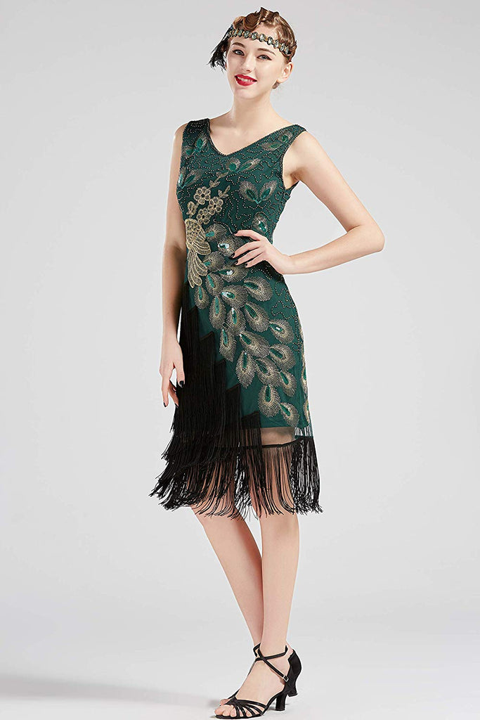 peacock 1920s dress