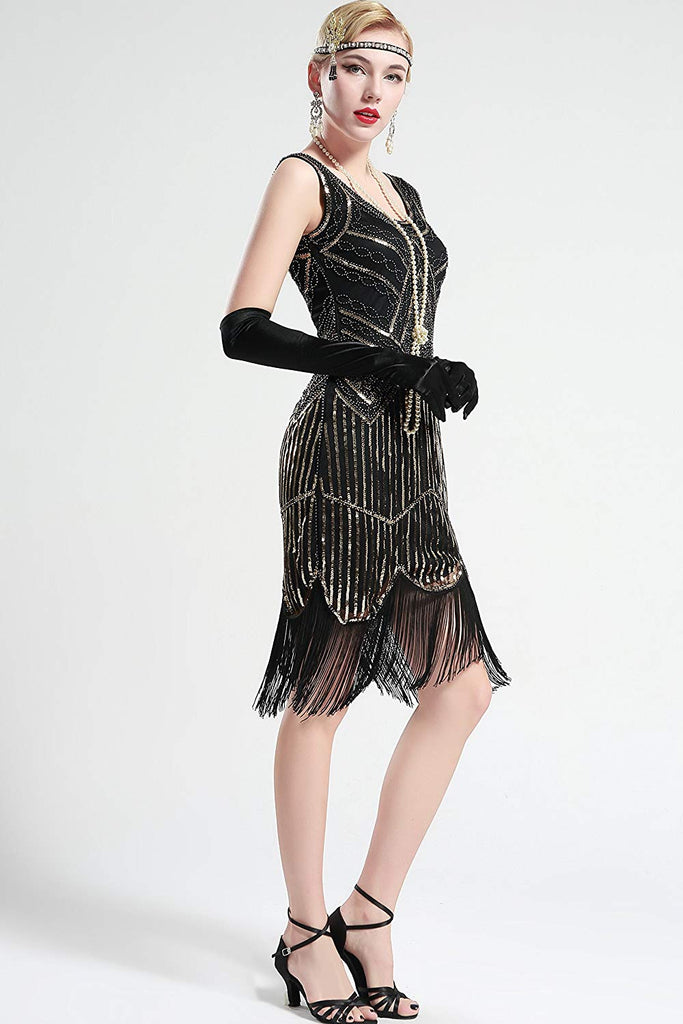 vintage black flapper dress