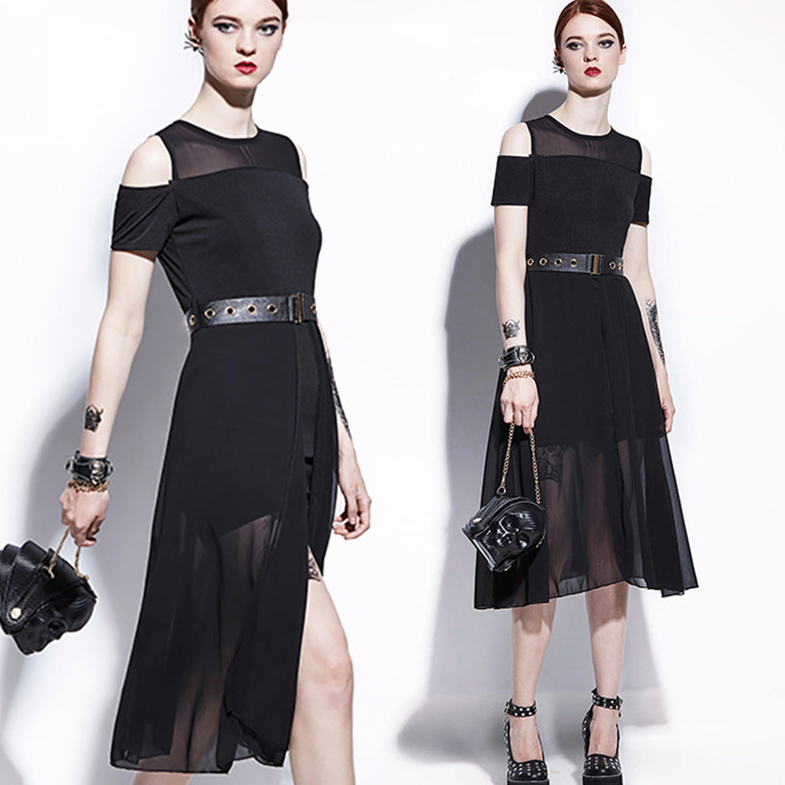 1950s Inspired Gothic Black Mesh Full 