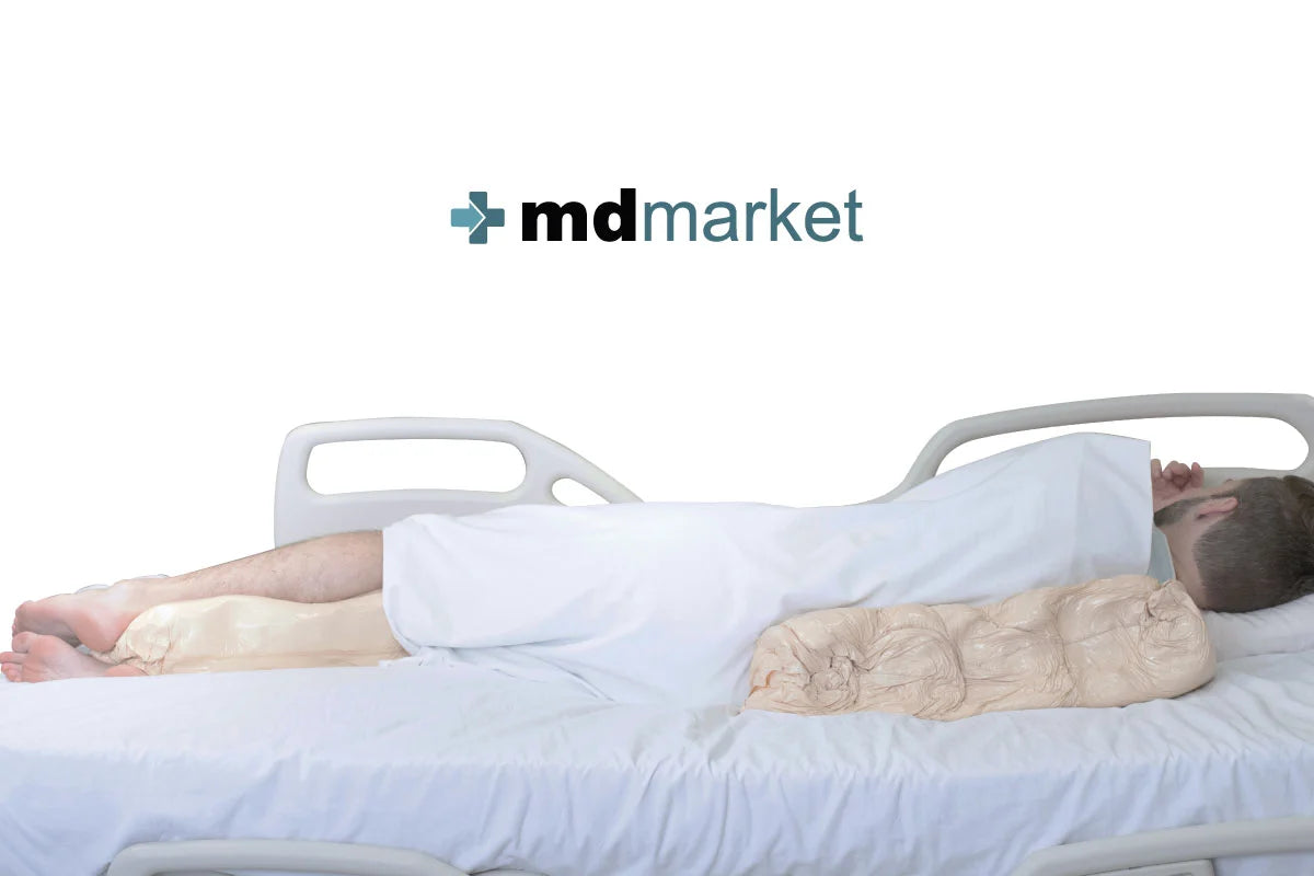 Paciente recostado con almohadas 3D para evitar lesiones por presiones