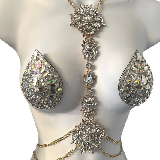 GOLDEN COLLAR Gold Chain Collar / Body Jewelry for Lingerie Rave Burle