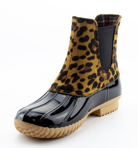 leopard duck boots