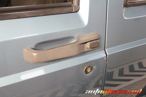 Plastic door handle before Solution Finish Trim Restorer - Auto Obsessed