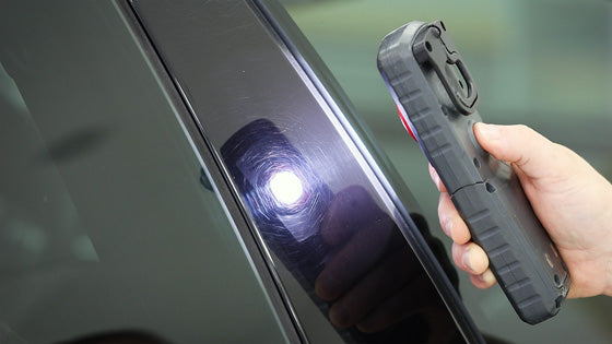 Inspecting scratches and defects in car paint using Scangrip LED light