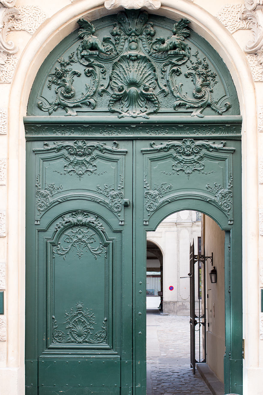 Classic Green Paris Door Photography Print Wall Art Design Idea