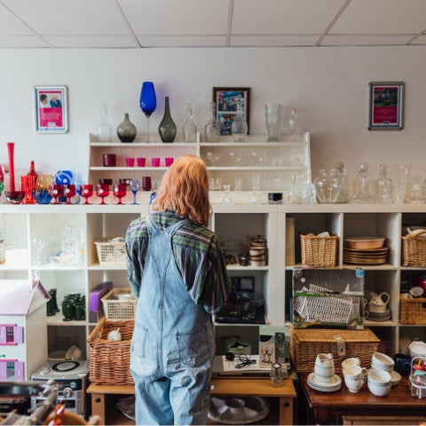 shopping in a consignment shop