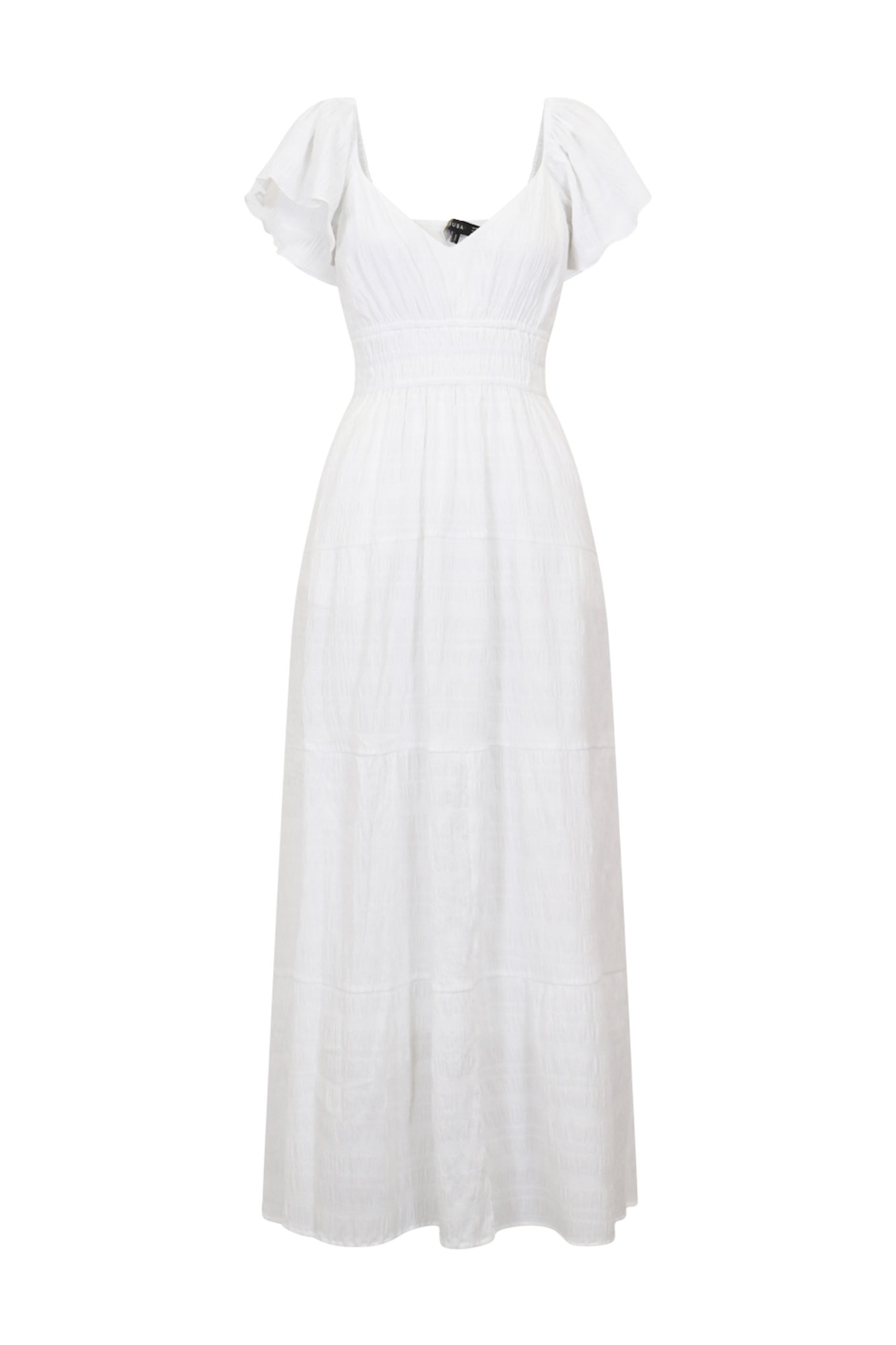Khelani Textured Midi Dress — Bright White