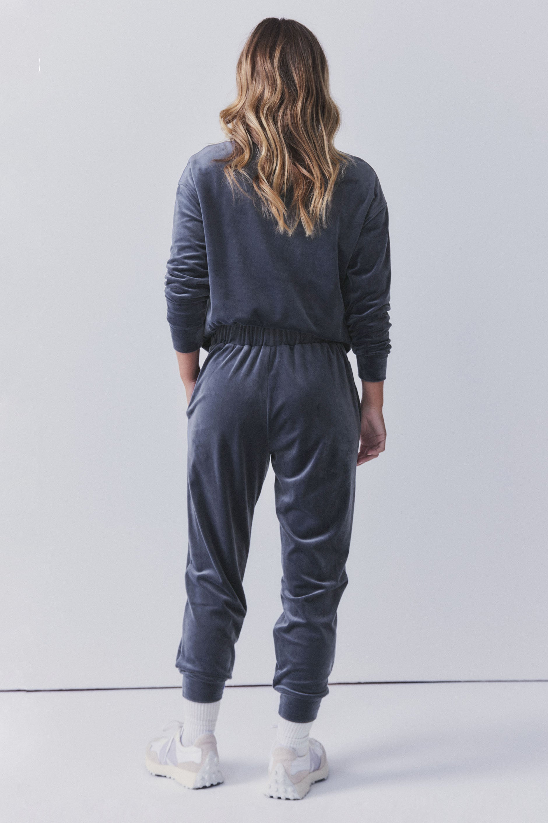 D-Luxe Velour Track Pants — WASHED PETROL | DECJUBA