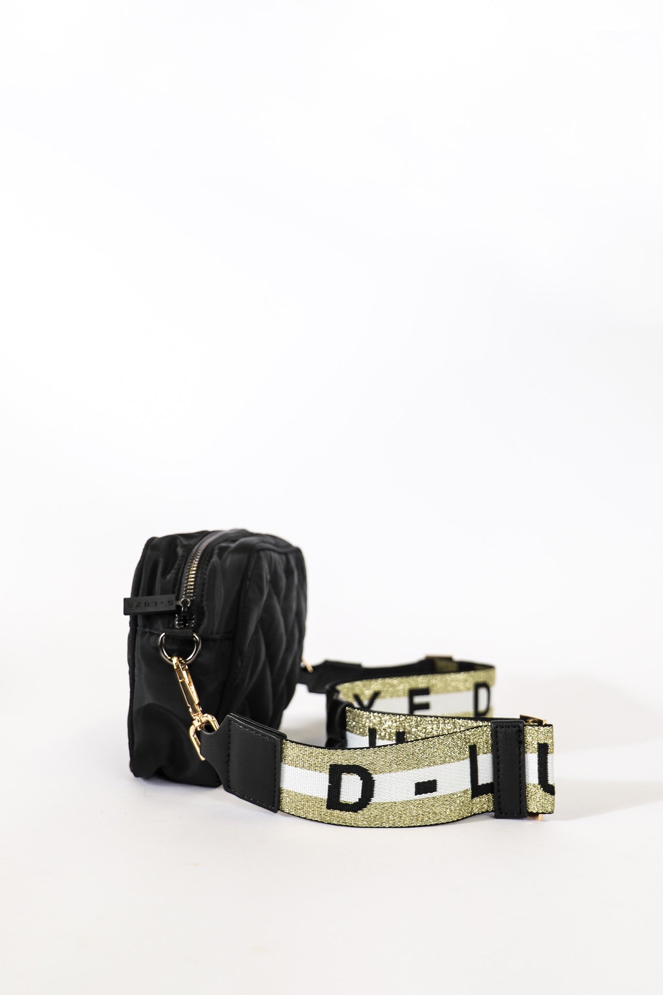 D Luxe Double Stripe Bag Strap Black Gold DECJUBA