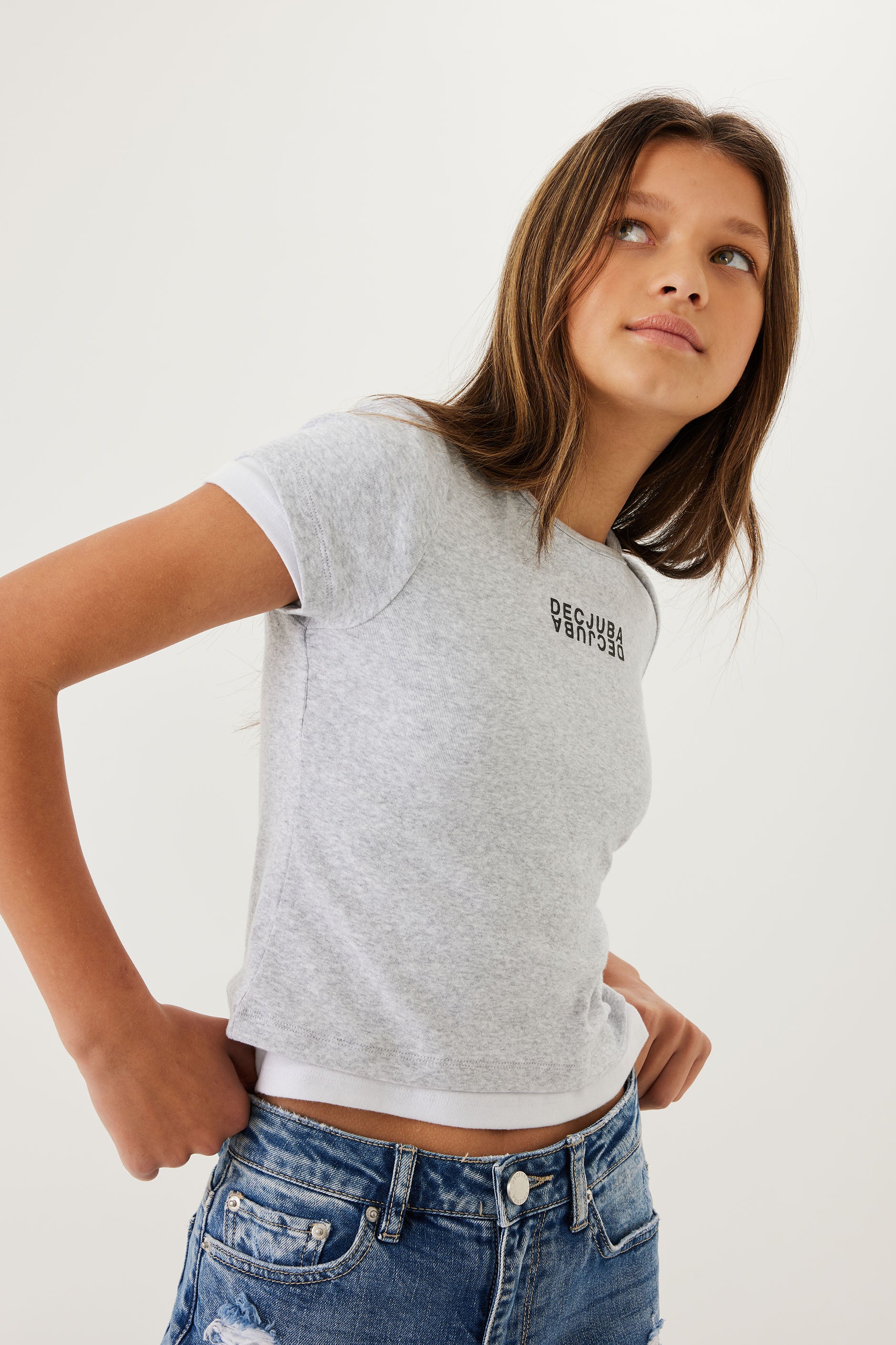 Tags Weekly Womens Heathered Crop Basic T-Shirt Grey M L レディース - その他