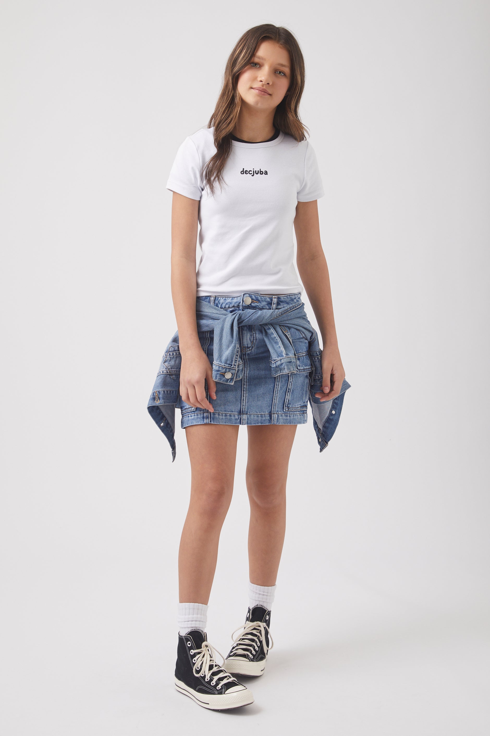 Girls Decjuba Crop Tee - White | DECJUBA