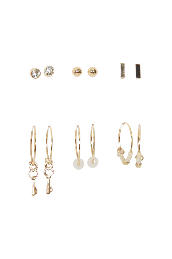 Girl Amy Hoop Stud Earring 6PK — Gold | DECJUBA