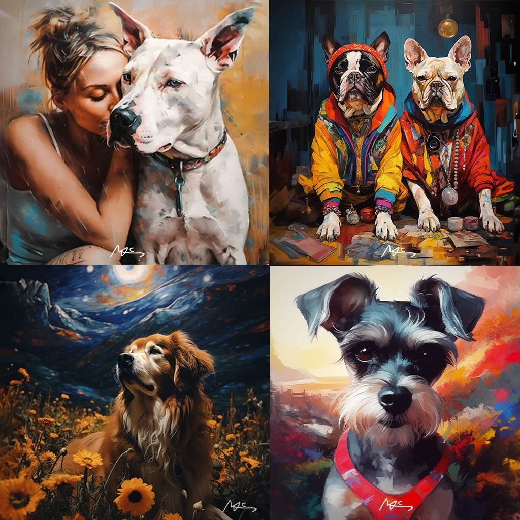 custom dog portrait by artist mind chill