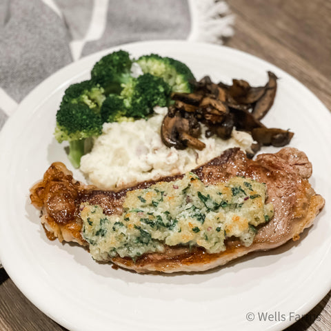 Wells Farms NY Strip Steak - Blue Cheese Crusted NY Strip Steak Recipe - Local Beef Near Me - Madison, WI
