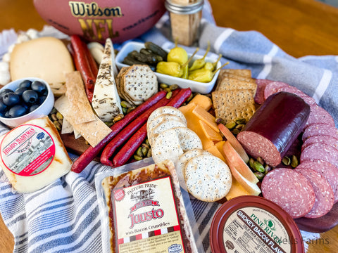 Charcuterie Board - Wells Farms Summer Sausage and Beef Sticks - Wisconsin Cheese from Sassy Cow Creamery - 