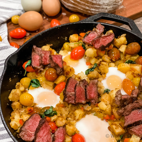 Steak and Egg Hash - Wells Farms Sirloin Steak - Local beef near Madison, WI - Local beef near me - Where to buy local steaks