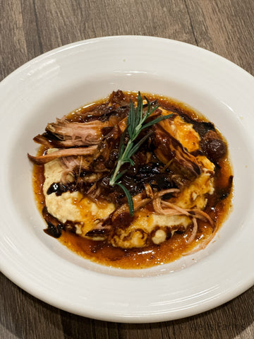 Cranberry Balsamic Pork Roast with Mascarpone Polenta