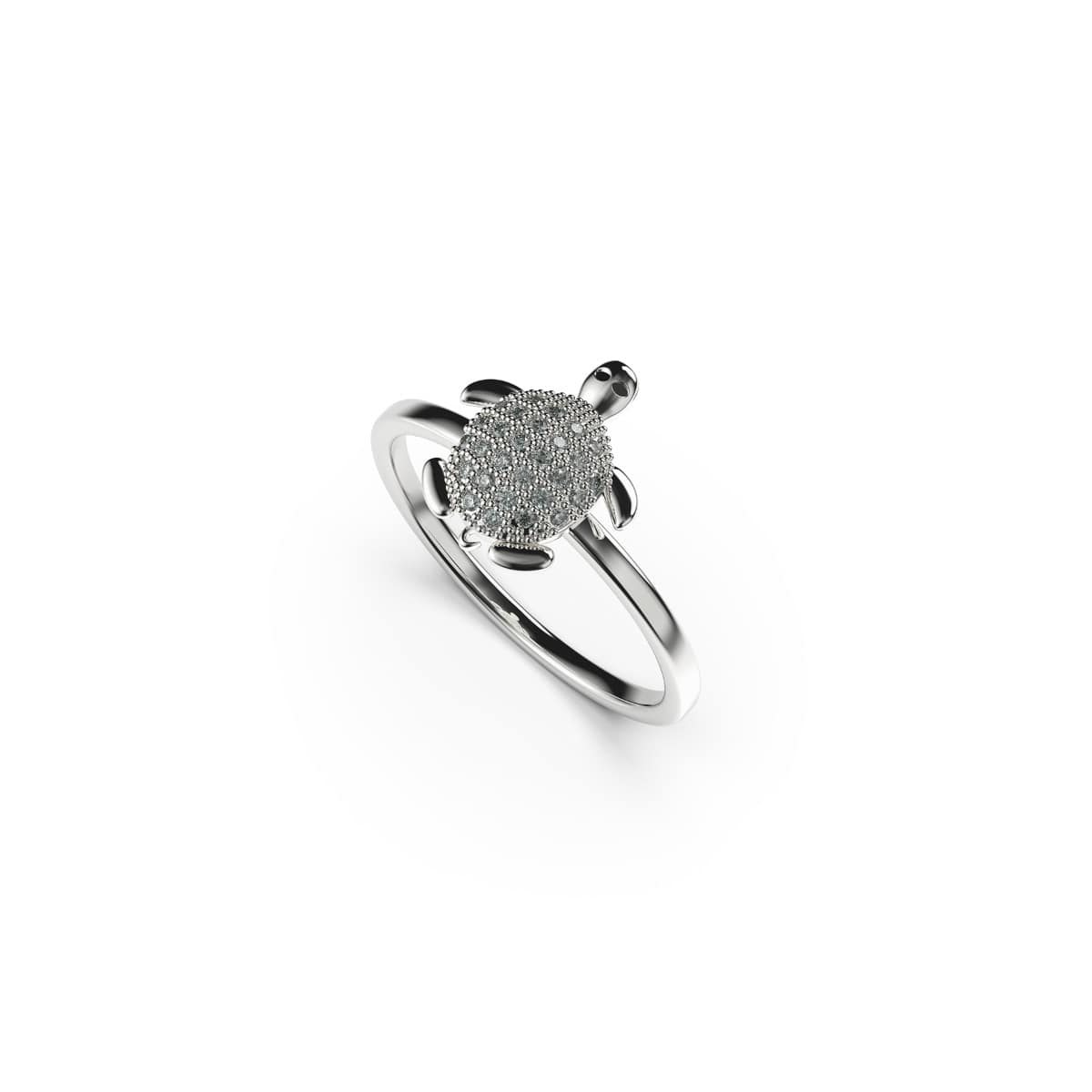 Tortuga | .925 Sterling Silver | CZ Diamond Sea Turtle Ring