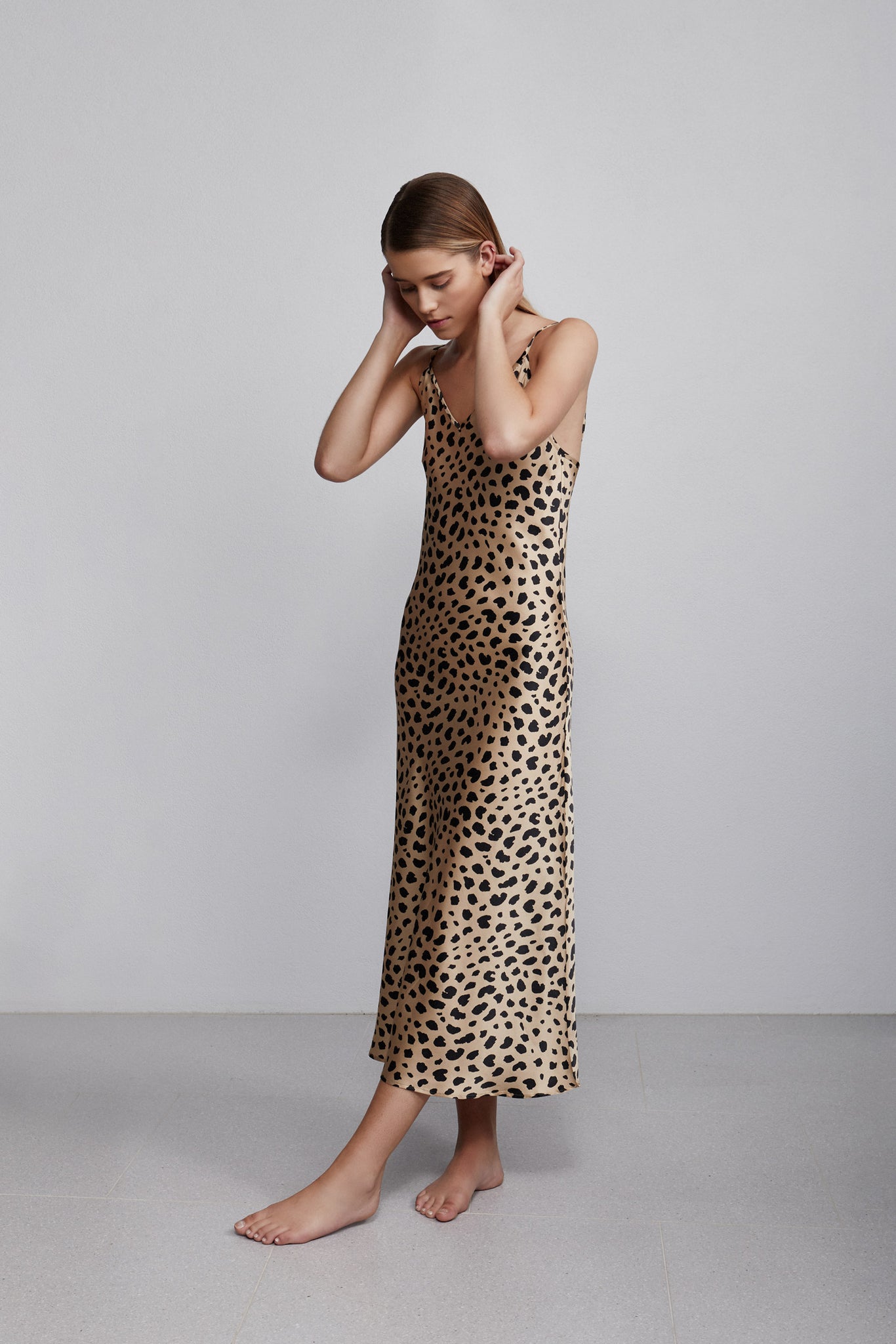 silk leopard slip dress