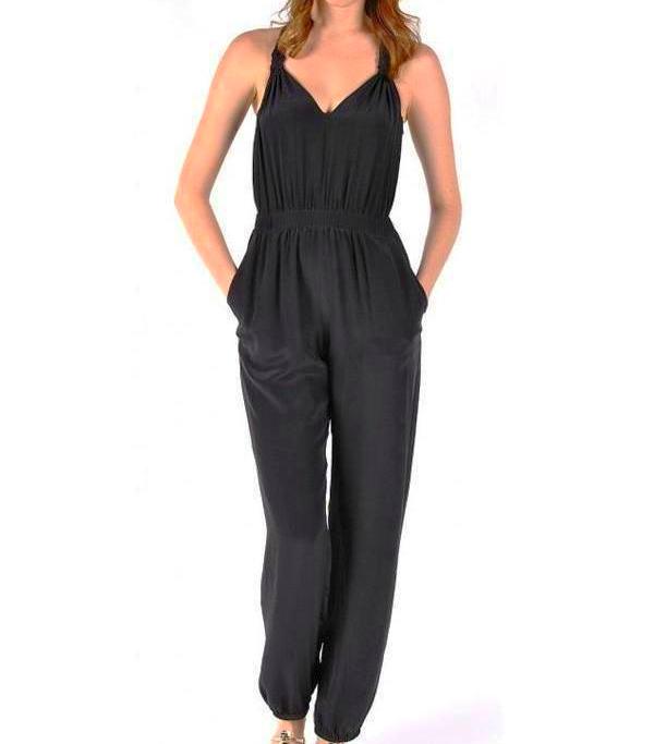 black silk jumpsuit