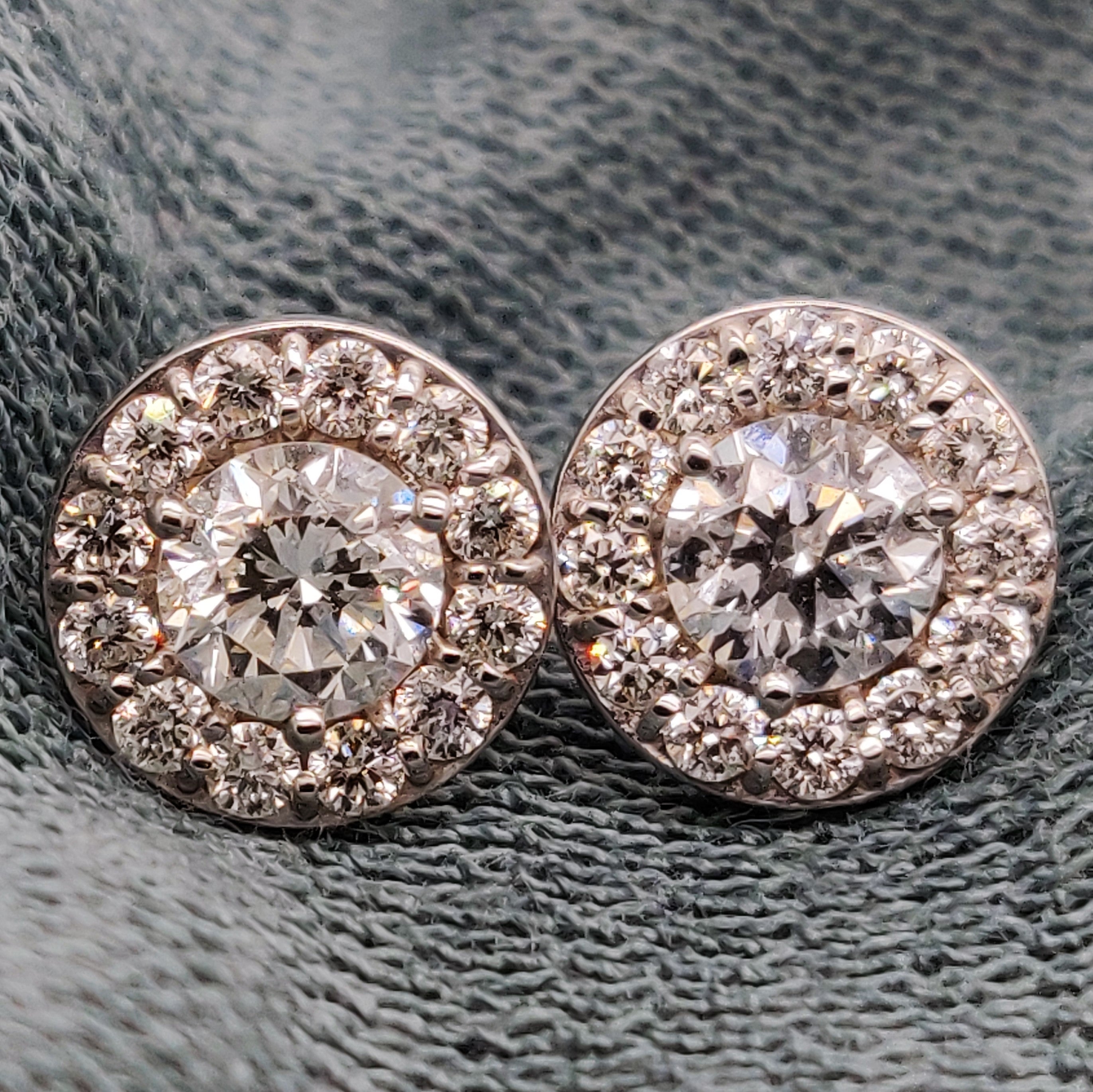1 5 Ct Round Natural Genuine Diamond Earrings Halo 14k White Gold